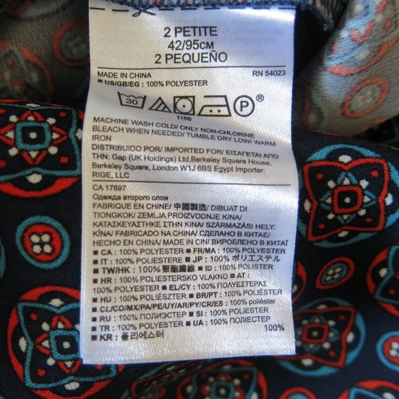 Banana Republic Multi Color Print Short Sleeve Drop Waist Dress - Size 2P - Picture 8 of 8